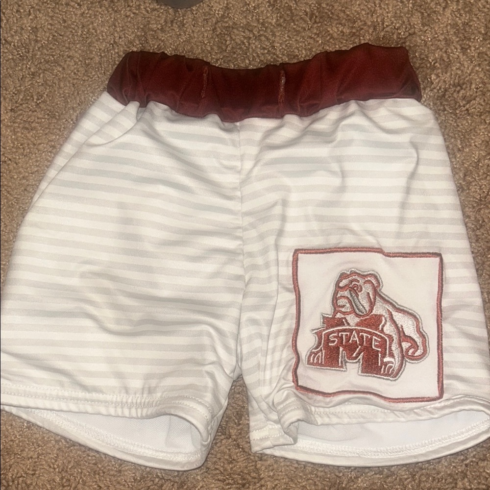 3 for $20! 4t toddler MSU Abby & Evie Striped swim Shorts with Bulldog Patch